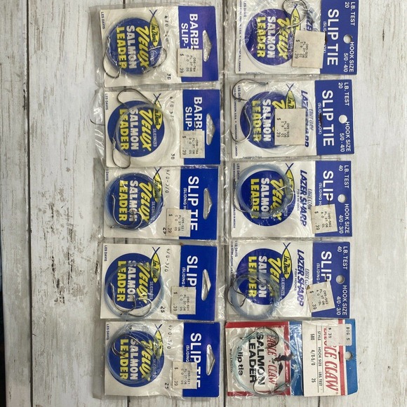 LOT Of 10 Les Davis Mix Velux Salmon Leader Eagle Slip Tie 20 40 25 4/0-3/0 - Picture 8 of 12